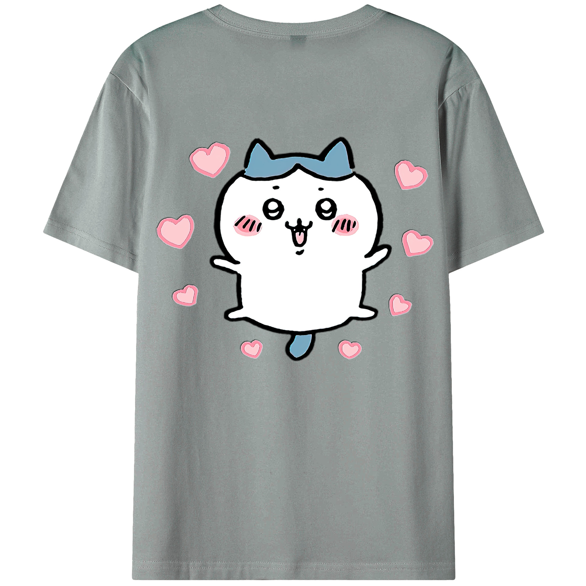 （画像用） ちいかわ ハチワレ Chii-kawa hachiware 綿100％ メンズ半袖Tシャツ（バックプリント） 通気性